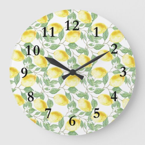 Lemons and Leaves Design Wall Clock