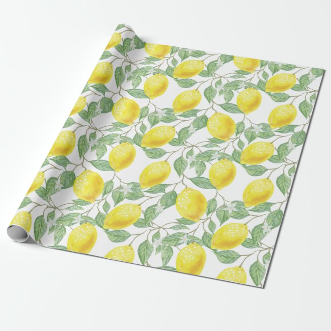 Lemons and Leaves Design Wrapping Paper