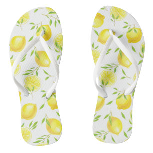 Lemons and leaves flip flops