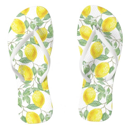 Lemons And Leaves Flip Flops