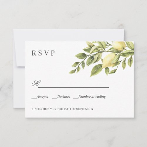Lemons and Leaves Gray Chic WEDDING Classic RSVP