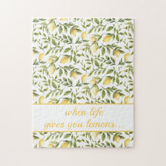 Lemons and Leaves Kitchen Pattern | Jigsaw Puzzle (Vertical)
