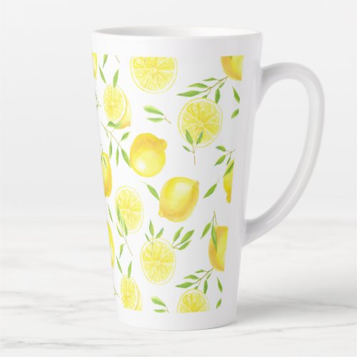 Lemons and leaves latte mug