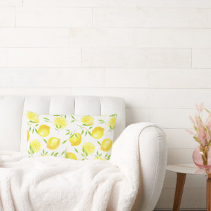 Lemons and leaves lumbar pillow