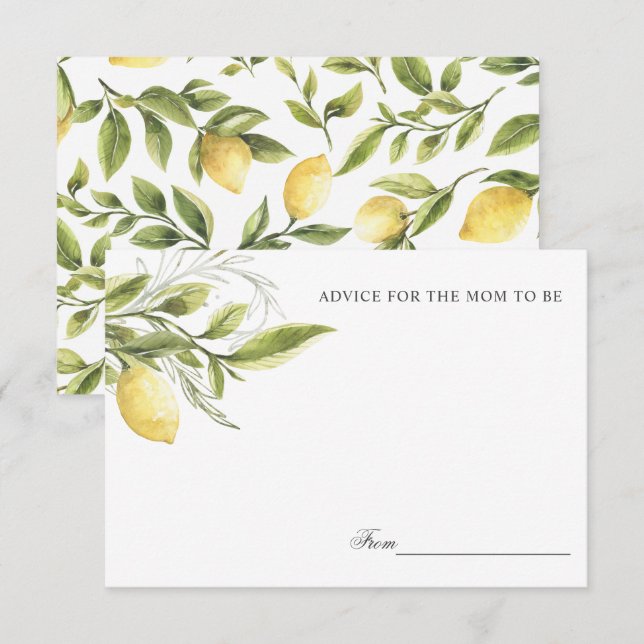 Lemons and leaves mom to be  Advice or recipe  Invitation (Front/Back)