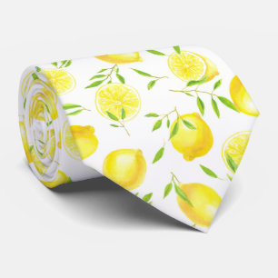 Lemons and leaves neck tie