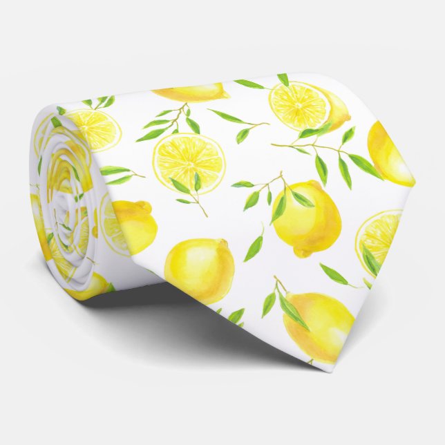 Lemons and leaves neck tie (Rolled)