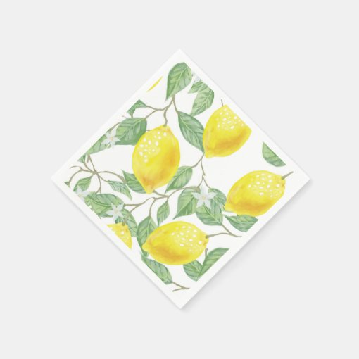 Lemons and Leaves Paper Napkins Zazzle