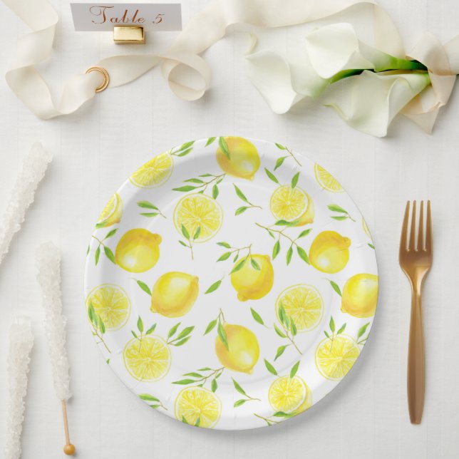 Lemons and leaves paper plates (Wedding)