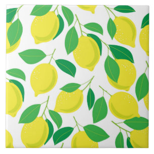 Lemons and leaves pattern ceramic tile