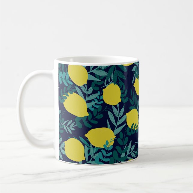 Lemons and leaves pattern coffee mug (Left)