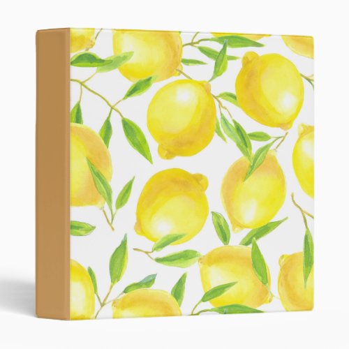 Lemons and leaves  pattern design 3 ring binder