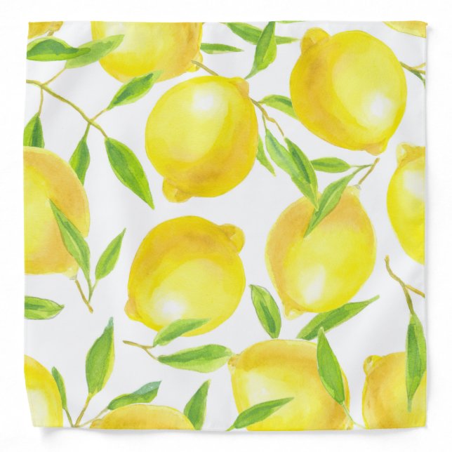 Lemons and leaves  pattern design bandana (Front)