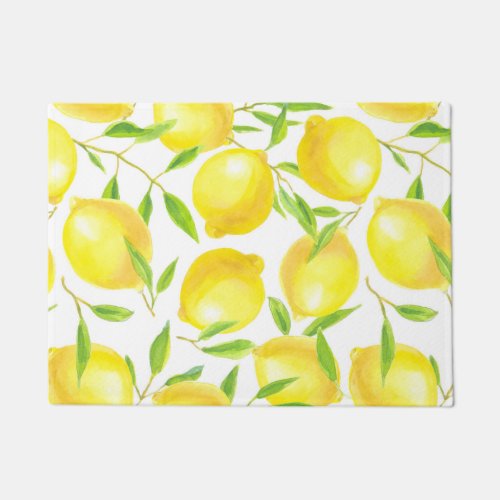 Lemons and leaves  pattern design doormat