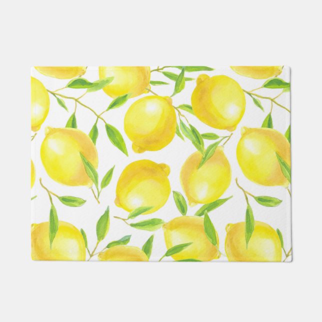 Lemons and leaves  pattern design doormat (Front)