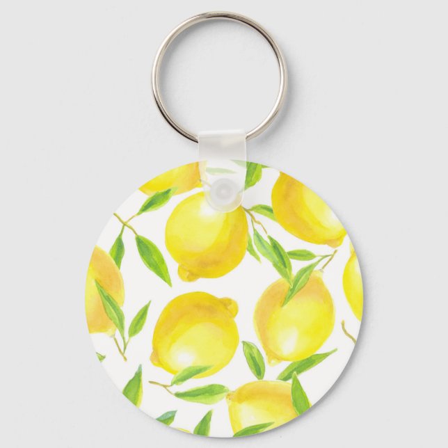Lemons and leaves  pattern design keychain (Front)