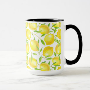 Lemons and leaves pattern design mug