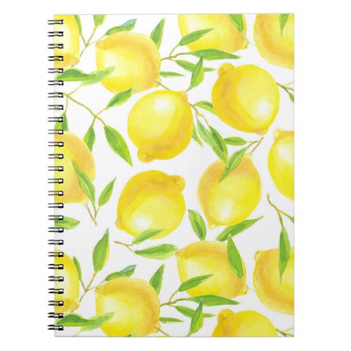 Lemons and leaves  pattern design notebook