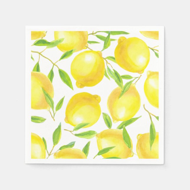 Lemons and leaves  pattern design paper napkins (Front)