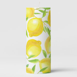 Lemons and leaves pattern design pillar candle