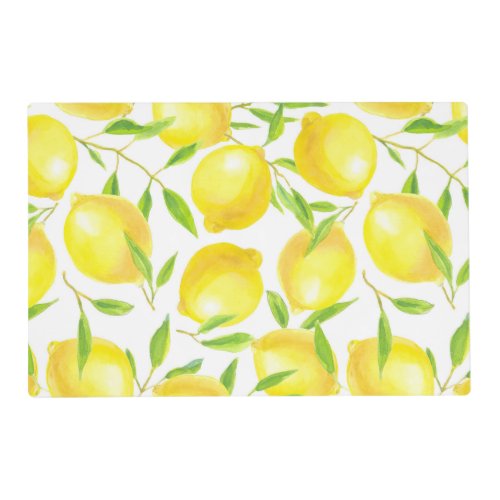 Lemons and leaves  pattern design placemat