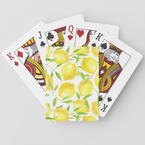 Lemons and leaves  pattern design playing cards