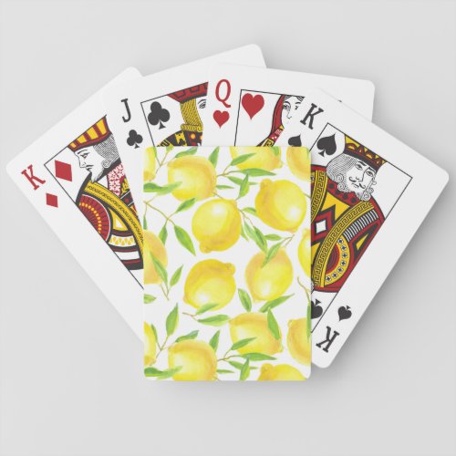 Lemons and leaves  pattern design poker cards