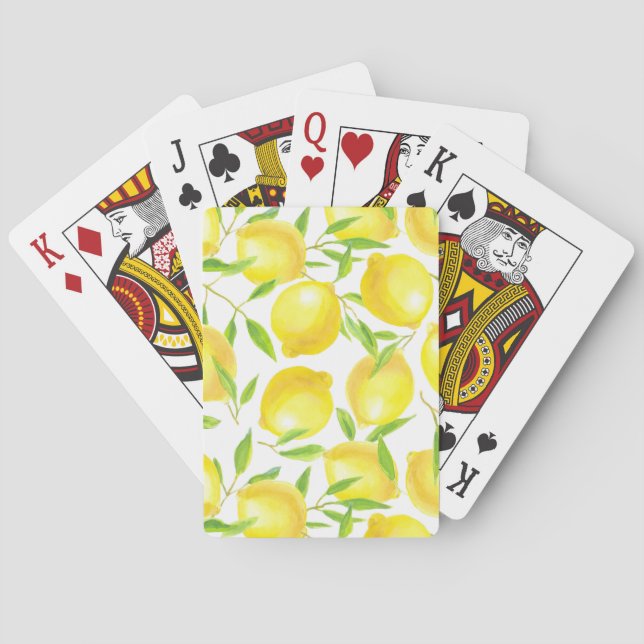 Lemons and leaves  pattern design poker cards (Back)