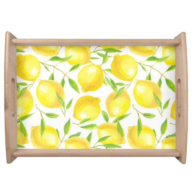 Lemons and leaves  pattern design serving tray (Front)