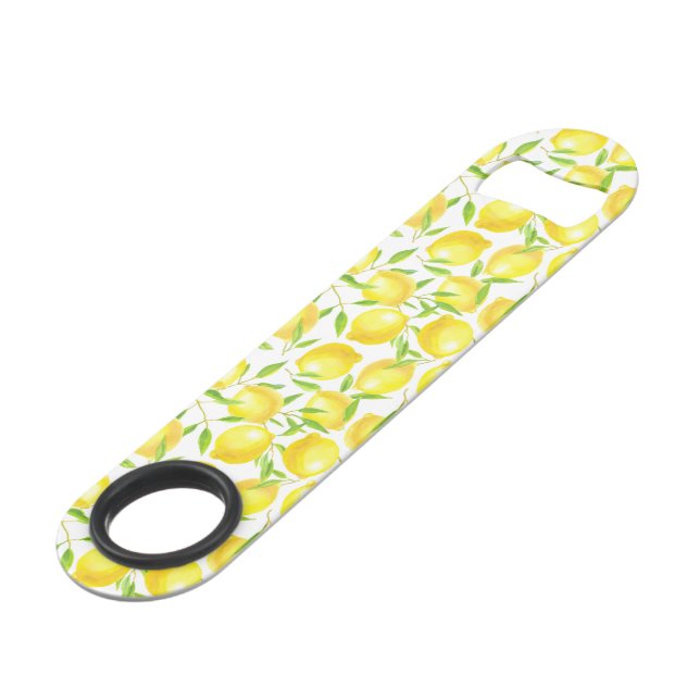 Lemons and leaves  pattern design speed bottle opener (Front Angled)
