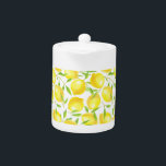 Lemons and leaves  pattern design teapot<br><div class="desc">Watercolor pattern made of lemons and leaves</div>