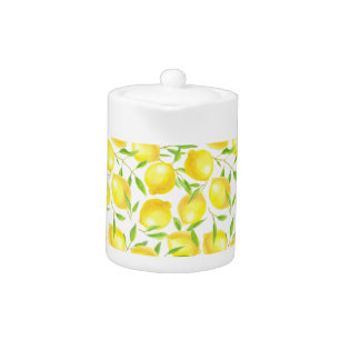 Lemons and leaves  pattern design teapot