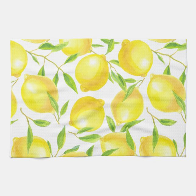 Lemons and leaves  pattern design towel (Horizontal)