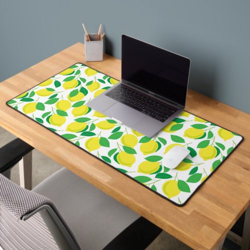 Lemons and leaves pattern desk mat