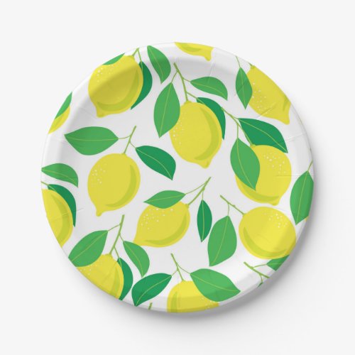 Lemons and leaves pattern paper plates