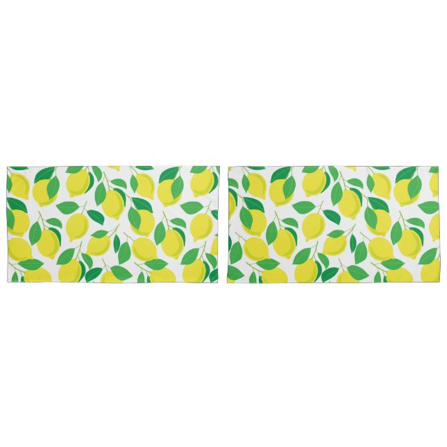 Lemons and leaves pattern pillow case (Front-Set)