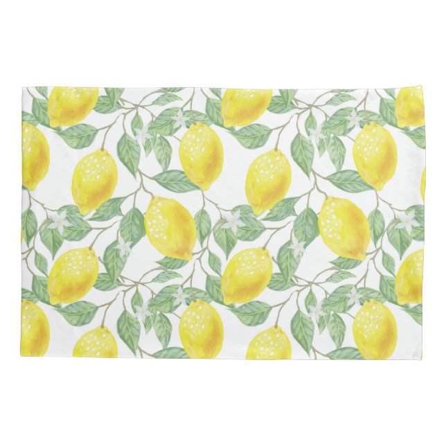 Lemons And Leaves Pillow Case (Back)