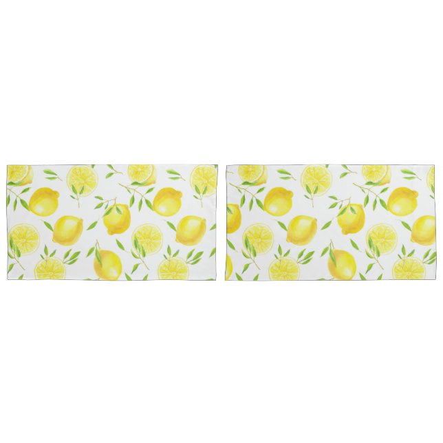 Lemons and leaves pillow case (Front-Set)