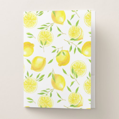 Lemons and leaves pocket folder