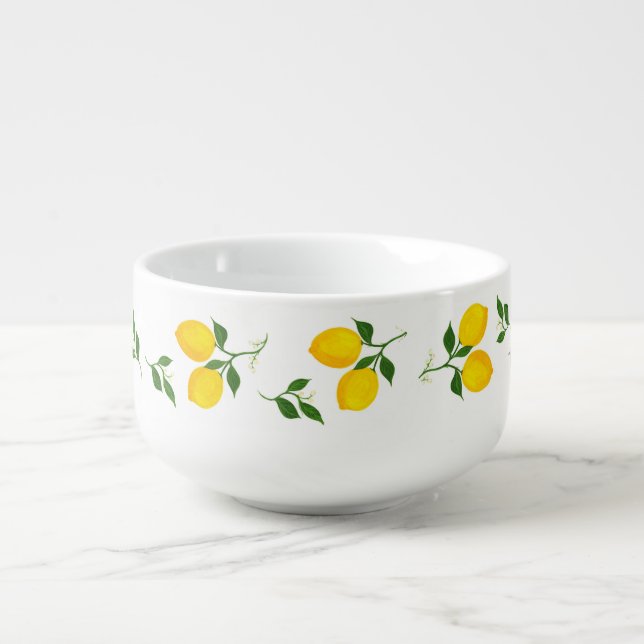 Lemons and Leaves soup bowl Lemon kitchen dishes. (Front)