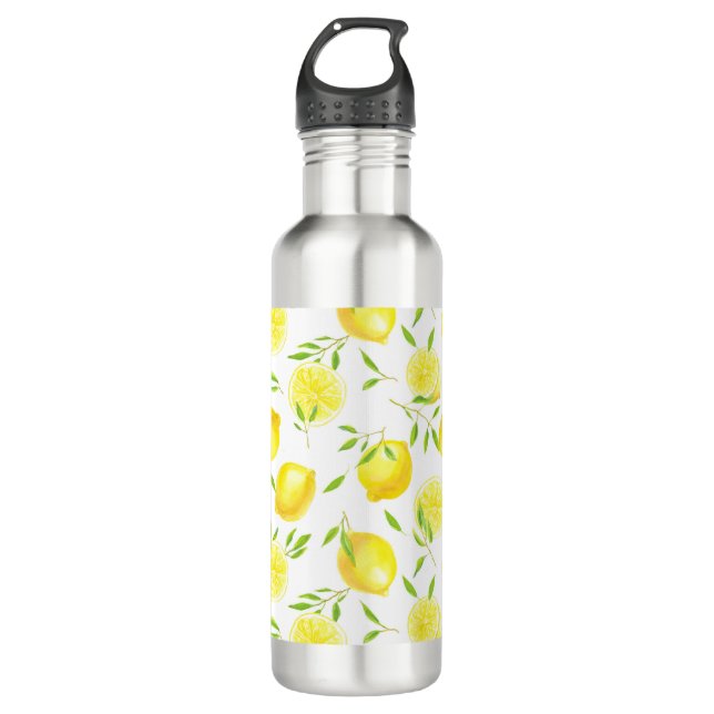 Lemons and leaves stainless steel water bottle (Front)