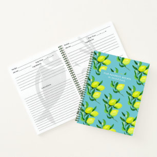 Lemons and Leaves Turquoise Family Recipes Notebook