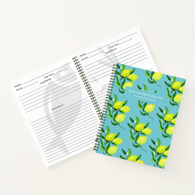 Lemons and Leaves | Turquoise Family Recipes Notebook (Inside)