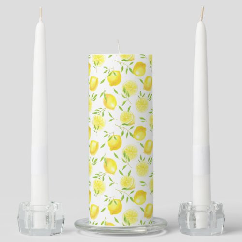 Lemons and leaves unity candle set