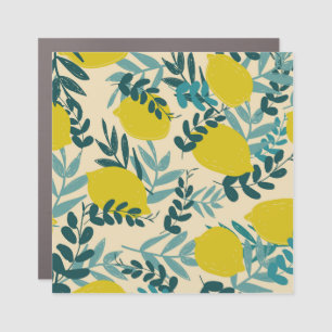Lemons and leaves, vintage background. car magnet