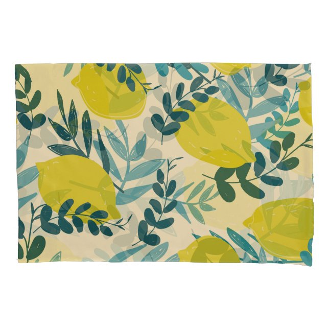 Lemons and leaves, vintage background. pillow case (Front)