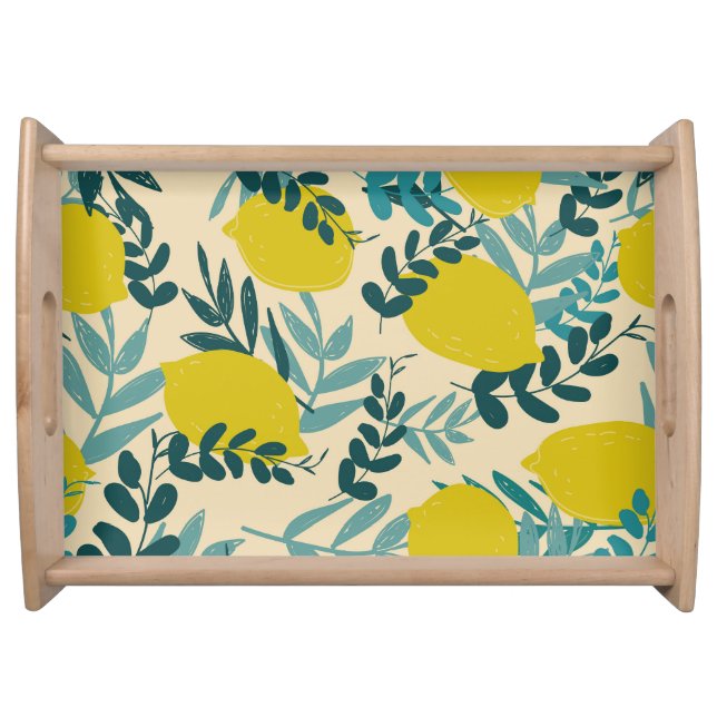 Lemons and leaves, vintage background. serving tray (Front)