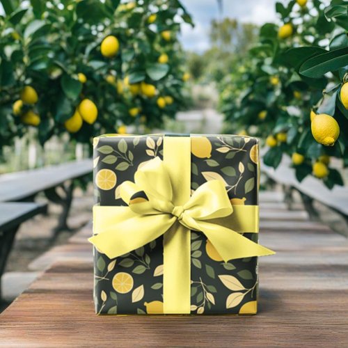 Lemons and Leaves Wrapping Paper