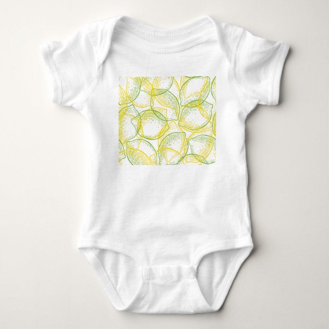 Lemons and Limes: Fresh Pattern. Baby Bodysuit (Front)