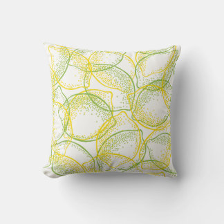 Lemons and Limes: Fresh Pattern. Throw Pillow
